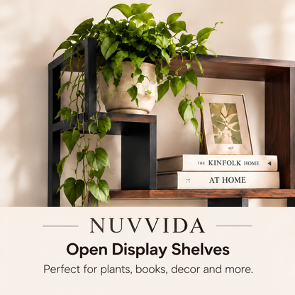 Nuvvida® FormaNest Storage Shelf — Asymmetrical Display Bookcase with Cabinet & Drawers