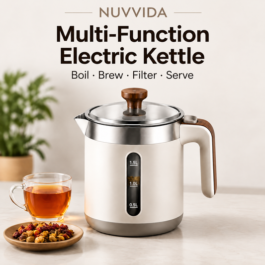 Nuvvida® BrewEase Electric Kettle — 1.5L Multi-Function Tea & Hot Water Kettle with Filter