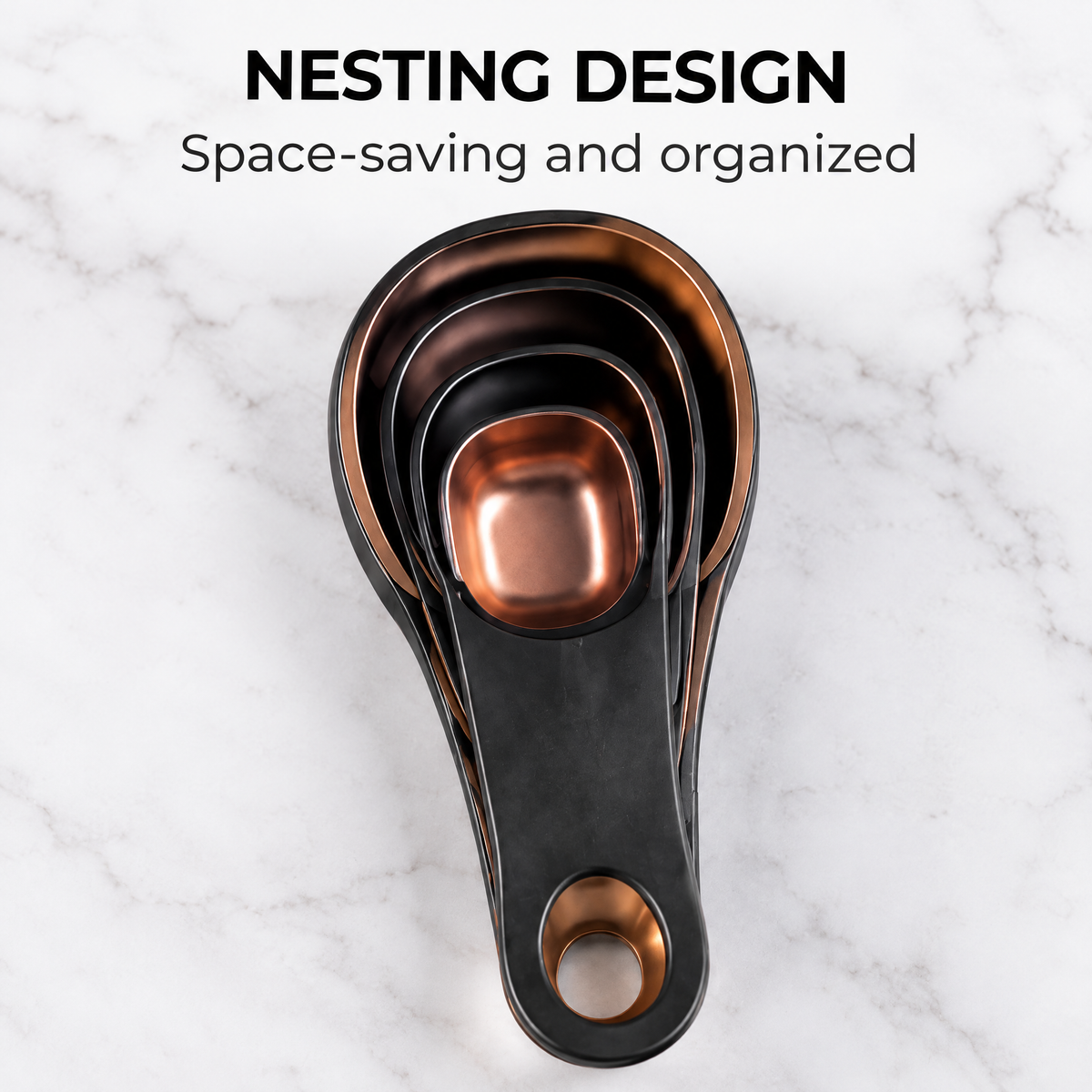 Nuvvida® MeasureNest Measuring Spoon Set — 5-Piece Spice Measuring Set with 360° Rotating Stand