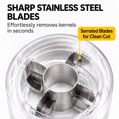 Nuvvida® CornEase Kernel Remover — Stainless Steel Corn Stripper with Catching Container