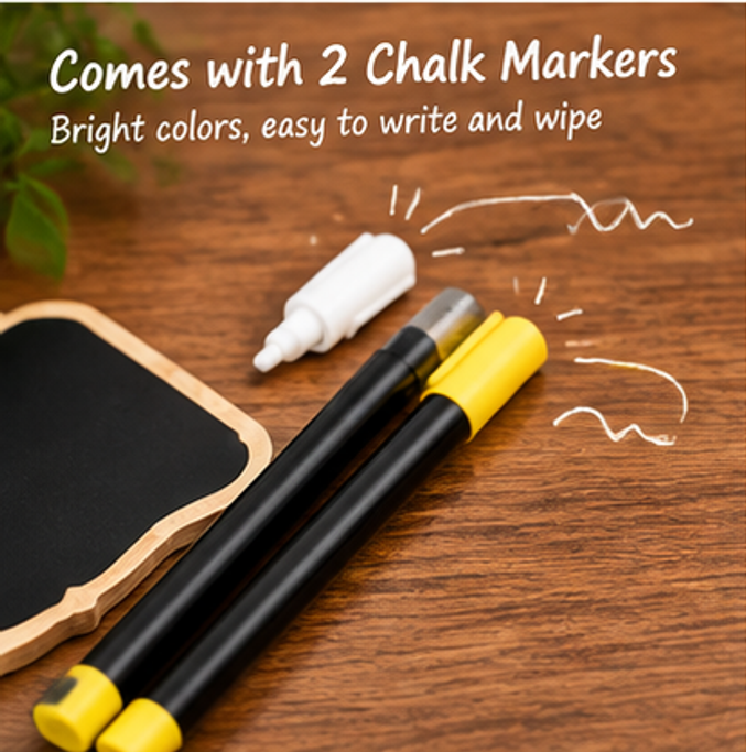 Nuvvida® NoteNest Chalkboard Sign Set — 10-Piece Mini Message Boards with Wooden Stand & Chalk Markers