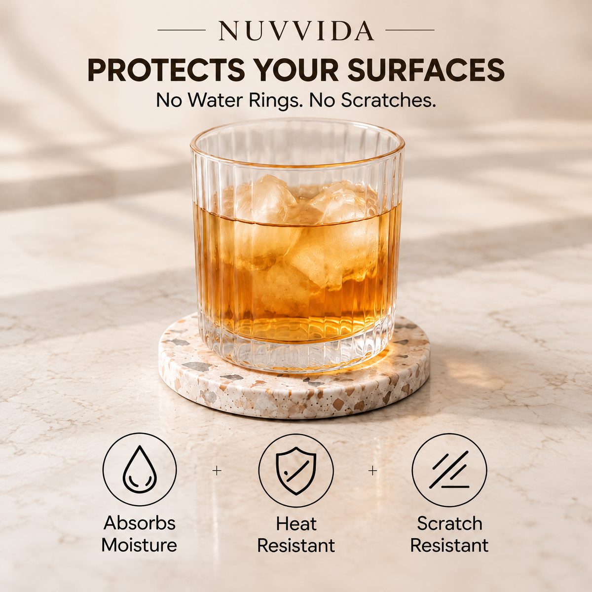 Nuvvida® Everyday Drink Coaster — Elegant Protection for Every Table