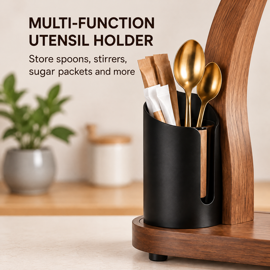 Nuvvida® ArcLight Coffee Station Organizer — Illuminated Mug Stand with Coaster & Utensil Storage