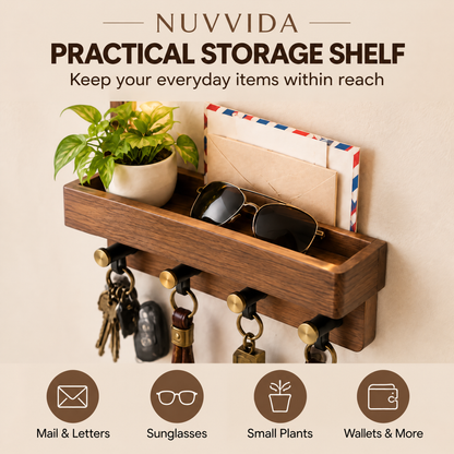 Nuvvida® LumiNest Wall Organizer — LED Entryway Shelf with Key Hooks & Mail Storage