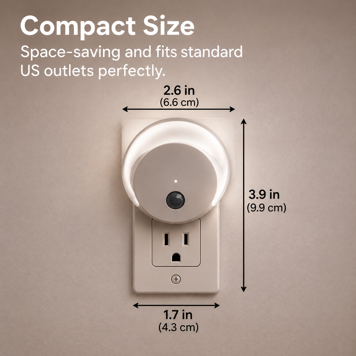 Nuvvida® GlowSense Night Light — Rotatable Plug-In Sensor Light with 3 Lighting Modes