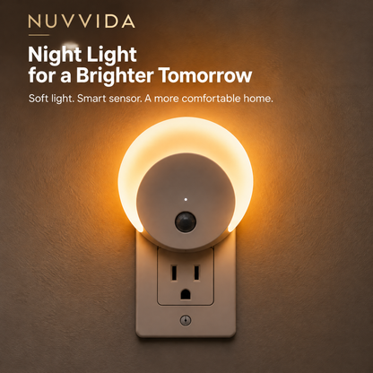 Nuvvida® GlowSense Night Light — Rotatable Plug-In Sensor Light with 3 Lighting Modes